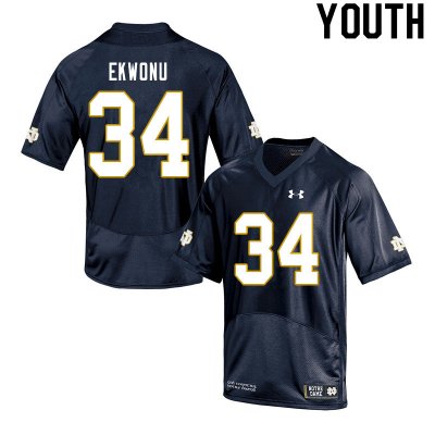 Notre Dame Fighting Irish Youth Osita Ekwonu #34 Navy Under Armour Authentic Stitched College NCAA Football Jersey URE8599FR